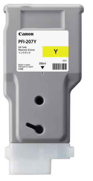 Canon PFI-207Y Yellow Ink Cartridge (300ml)  for imagePROGRAF iPF680, iPF685, iPF780, iPF785 - 8792B001AA