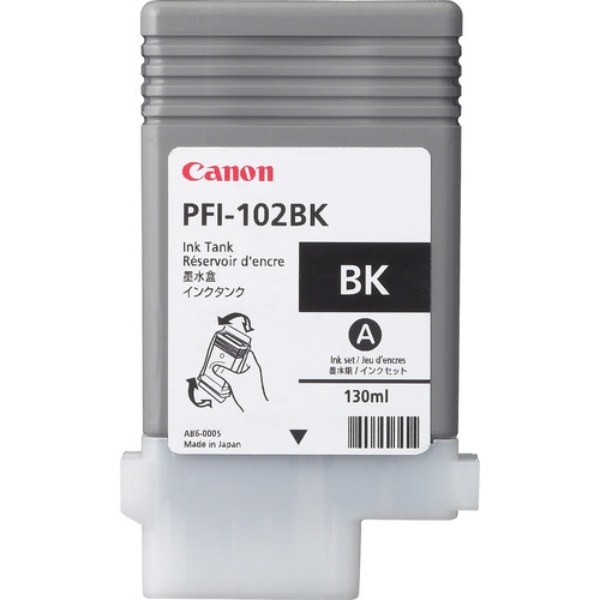 Canon PFI-102BK Black Ink Tank (130ml) for iPF500, iPF510, iPF600, iPF605, iPF610, iPF650, iPF655, iPF700, iPF710, iPF750, iPF755, iPF760, iPF765 - 0895B001AA		