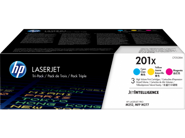 HP 201X 3-pack High Yield Cyan/Magenta/Yellow Original LaserJet Toner Cartridges - CF253XM	