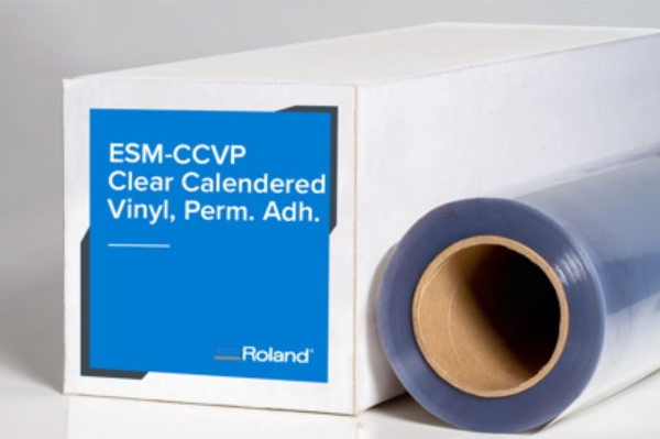 Roland (ESM-CCVP) Clear Calendered Vinyl with Permanent Adhesive 3mil 20in x 50ft Roll