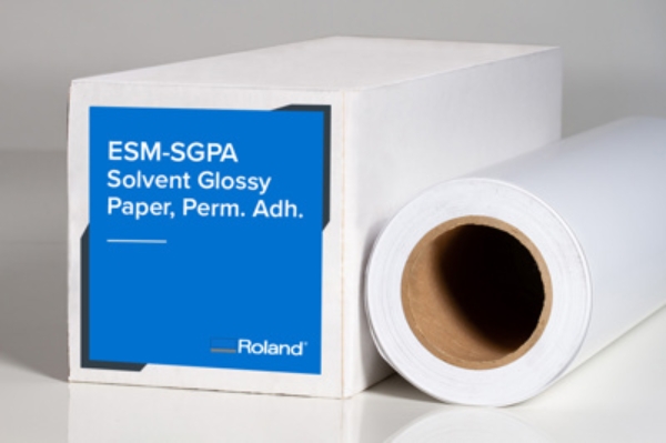 Roland (ESM-SGPA) Solvent Glossy Paper with Permanent Adhesive 135gsm 20in x 50ft Roll