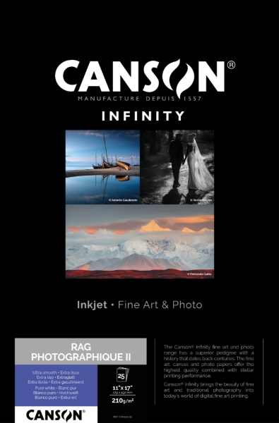 Canson Infinity Rag Photographique II 210gsm Matte 11"x17" - 25 Sheets