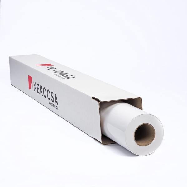 Nekoosa 6mil Gloss White Premium Calendered Vinyl with High-Bond Permanent Adhesive 90# Layflat Liner 54"x150' Roll