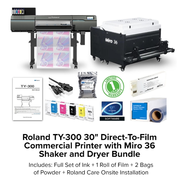 Roland TY-300 30" Direct-To-Film Commercial Printer with Miro 36 Shaker/Dryer Bundle
